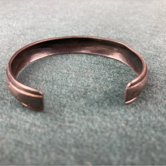 Navajo Signed J Nezzie Silver Turquoise Native American Cuff Bracelet  **As Is** - Picture 6 of 11